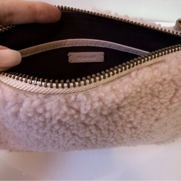 MADEWELL Blush Avalon Pink Shearling Sherpa Leather Crossbody Bag Purse - Picture 3 of 13
